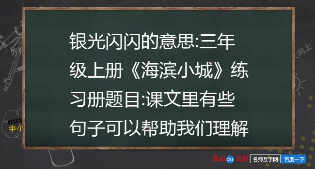 銀光閃閃的意思:三年級上冊《海濱小城》練習冊題目:課文裡有些句子